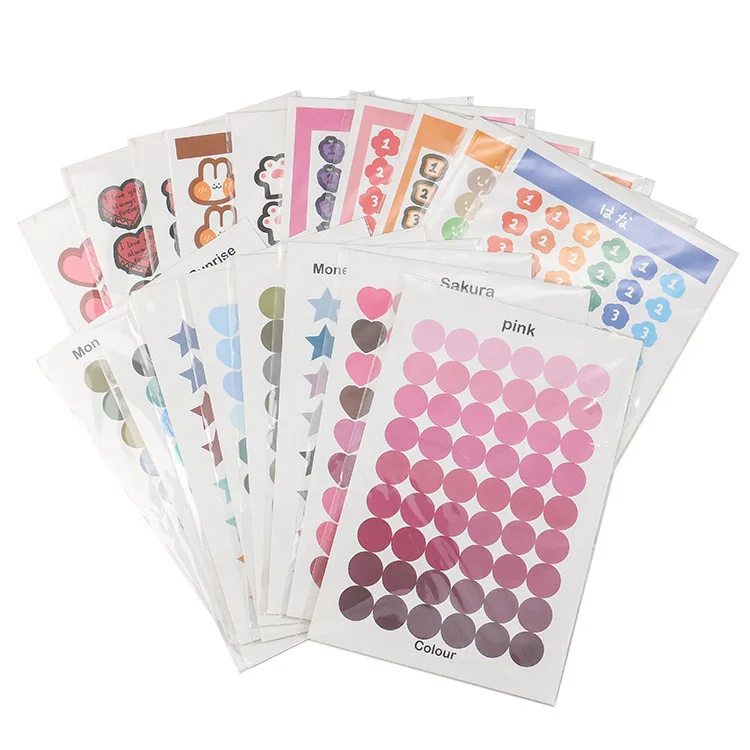 Custom kiss cut cute A4 A5 vinyl multi color sticker sheet/pack, waterproof printed logo matte label laptop planner stickers