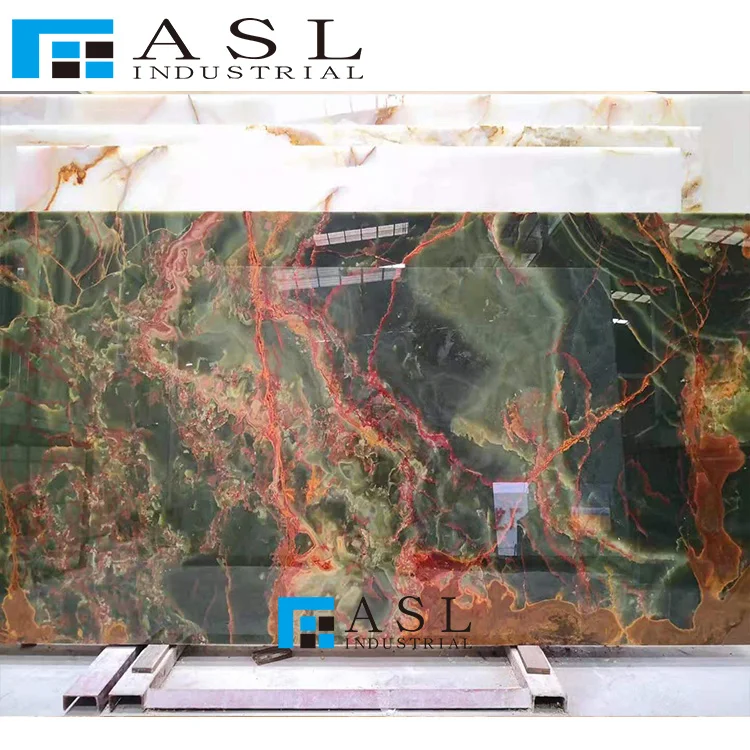 Emerald Green Onyx Cold Ice green onyx Luxurious Interior Decoration Jade Stone Onyx Slab Polished Background Wall