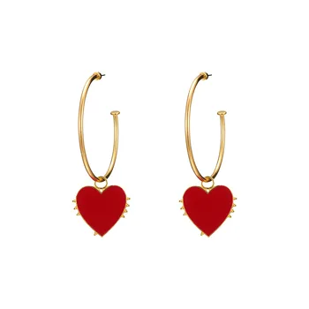 New Boho Love heart Earrings Ladies Street Shoot The Same Big Circle C-shaped Earrings women