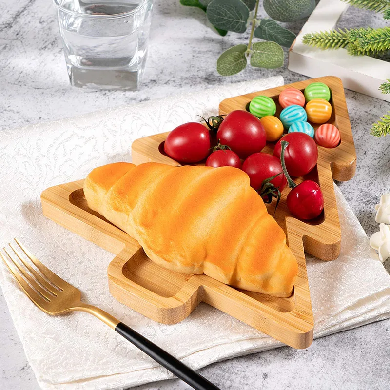 Bamboo Service Plate Christmas Series Cartoon Children's Snack Plates Creative Fruit Sushi Plates Wooden Trays