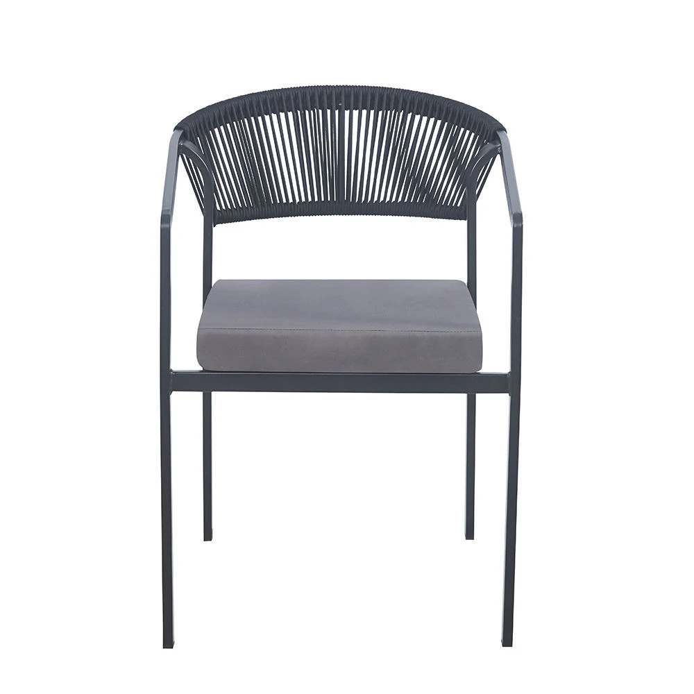 product all season modern powder coated metal frame rattan wicker waterproof balcony garden outdoor dining chair-2