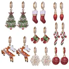 Silver Earrings 2021 New Design Halloween Silver Earrings 2021 Trendy Cute Christmas Tree Earrings Set