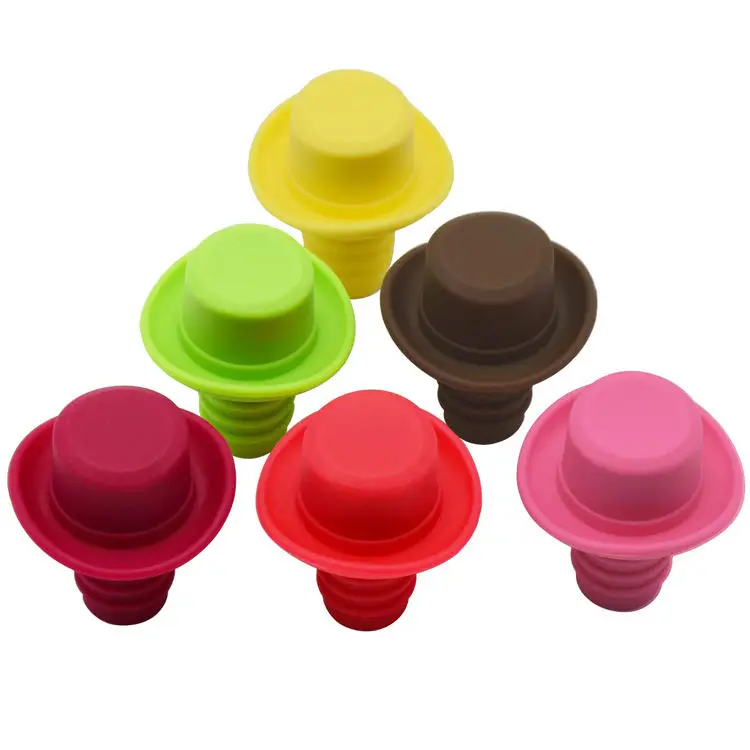 New Arrival Personalized Popular  Hat Silicone Seasoning Stopper Fun Wine Bottle