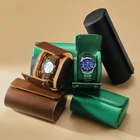 Vintage Watch Packaging Gift Box Brown WristWatch Travel Leather Watch Case Roll Luxury Box Watch