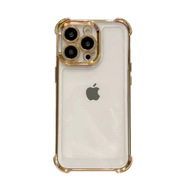 Four Corner Airbag Electroplate Shockproof Phone Case Protector Cover For iPhone 15 14 13 12 11 Anti Drop TPU Acrylic Space Case