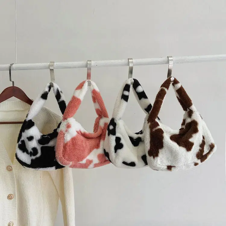 2022 Fashion Ins Peach Heart Plush Shoulder Purse Trendy Simple Large-capacity Fur Tote Bags Handbags Ladies