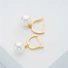 Crystal Earrings Earring Drop Shipping BXY Korean Copper Gold Plated Fresh Water Pearl Crystal Hoop Earrings