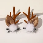 Accessories Christmas Hair Accessories Hairpin Cute Antlers Headwear Hair Clip Small Fresh Plush Ball Hair Clip