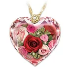 Red Necklace Charm Luxury Red Rose Pendant Exquisite Valentine's Day Gift Heart-shaped Rose Necklace