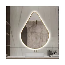 Irregular Aluminum Frame Led Light Bath Mirror Smart Touch Screen Fogless Shower Mirror Wall Bathroom Mirror