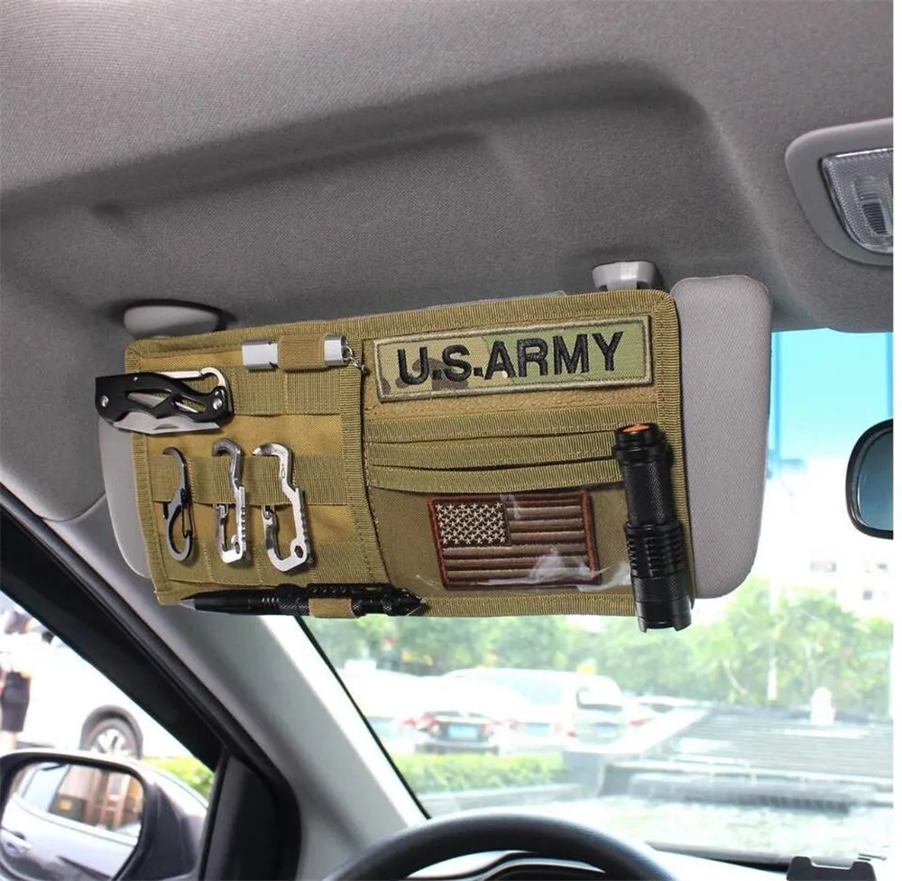 Tactic MOLLE Truck Car Large Sun Visor Organizer Pouch Board Storage Cover Bag 