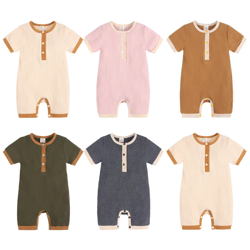 New Summer Baby Romper Girl Clothes Solid Color Cotton Linen Short Sleeve Infant Jumpsuit Bodysuit For Newborn Toddler Outfits
