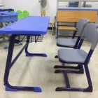 School Desk And Chair Plastic School Study Classroom Colorful Durable Two-seat Students Desk And Chair