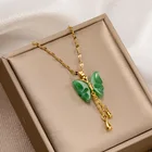 Jewelry Jade Gold Jade Female Decorative Jewelry Hetian Jade Pendant Gold Plated Butterfly Necklace