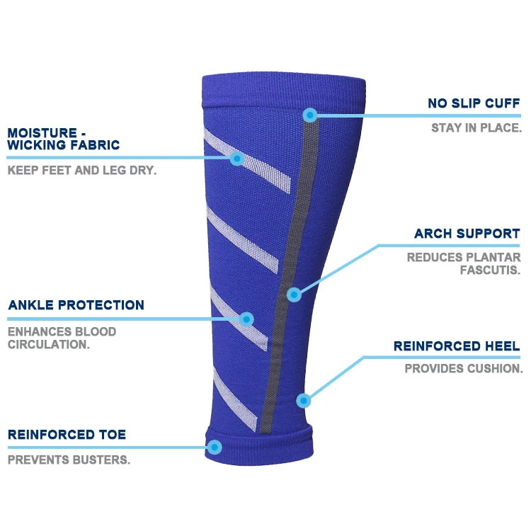 Knee High design multi-color mid calf socks custom breathable calf support compression socks