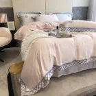 Simple Comforter Wholesale Simple Pink Tencel Lyocell Bed Comforter Bedding Set Customizable