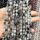 Black Beads 6Mm Double Tip Black Crystals Stone Beads Bracelet