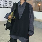 Vest Women 2021V-neck Sweater Black-gray Sweater Loose Sleeveless Vest Thin Waistcoat For Men And Women Vest