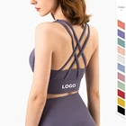 Custom Logo Running Vest Active Workout High Impact Back Strappy Crop Top Sexy Women Gym Sports Bra