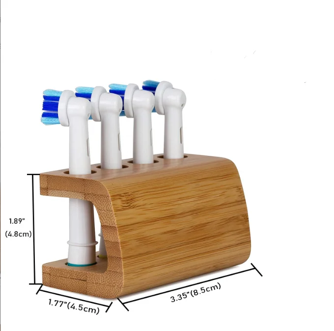 Can holder 4 pcs toothbrush 100% Bamboo Biodegradable Toothbrush Holder eco-friendly bamboo base
