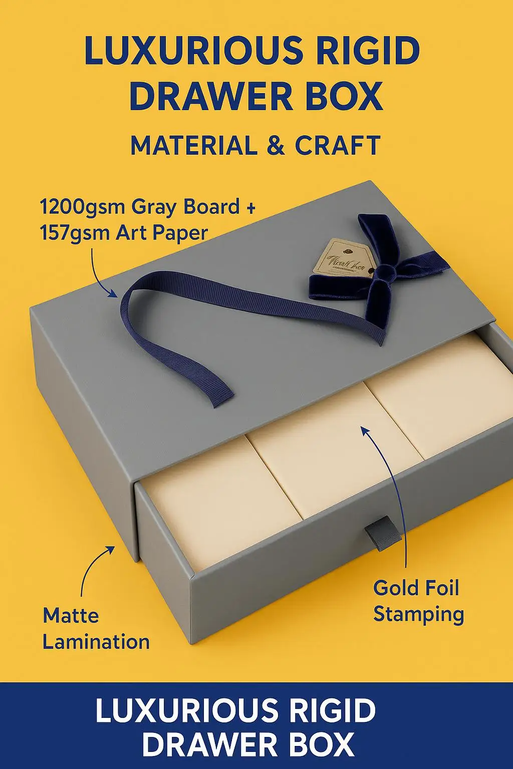 Luxury Rigid Cardboard Drawer Gift Box with Ribbon Pull Custom-Made Matte Finish Embossed for Clothing Shoe Packaging Candle Use - detail 4