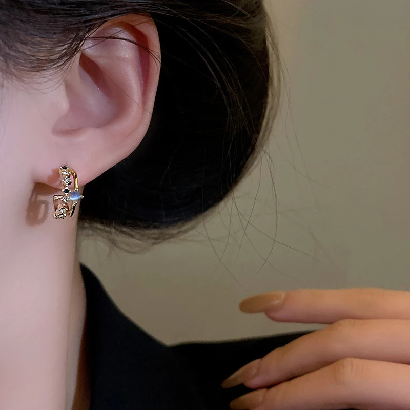 S925 sterling silver luxury fashion exquisite temperament rhinestone fine jewelry earrings women