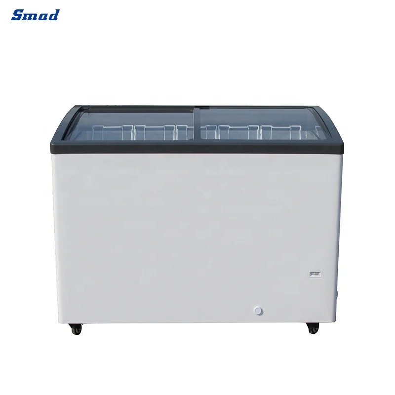 Smad Curved Glass Deep Transparent Glass Door Ice Cream Display Freezer