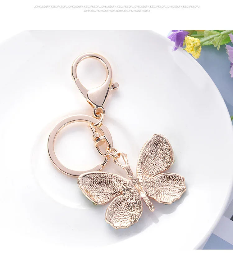 Glittering Crystal Butterfly Keychain Full Rhinestone Alloy Key Chain For Women Girl Car Handbag Bag Charm Pendant Key Ring