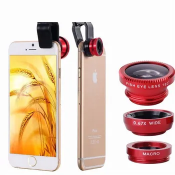 Universal clip 3 in1 zoom 180 degree special effects shots fisheye lens projector lens mini camera for camera or mobile phone