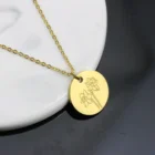 Stone Pendant Joycuff Female Elegant Jewelry Birth Stone Birth Flower Pendant Necklace Design Custom Gold Necklace