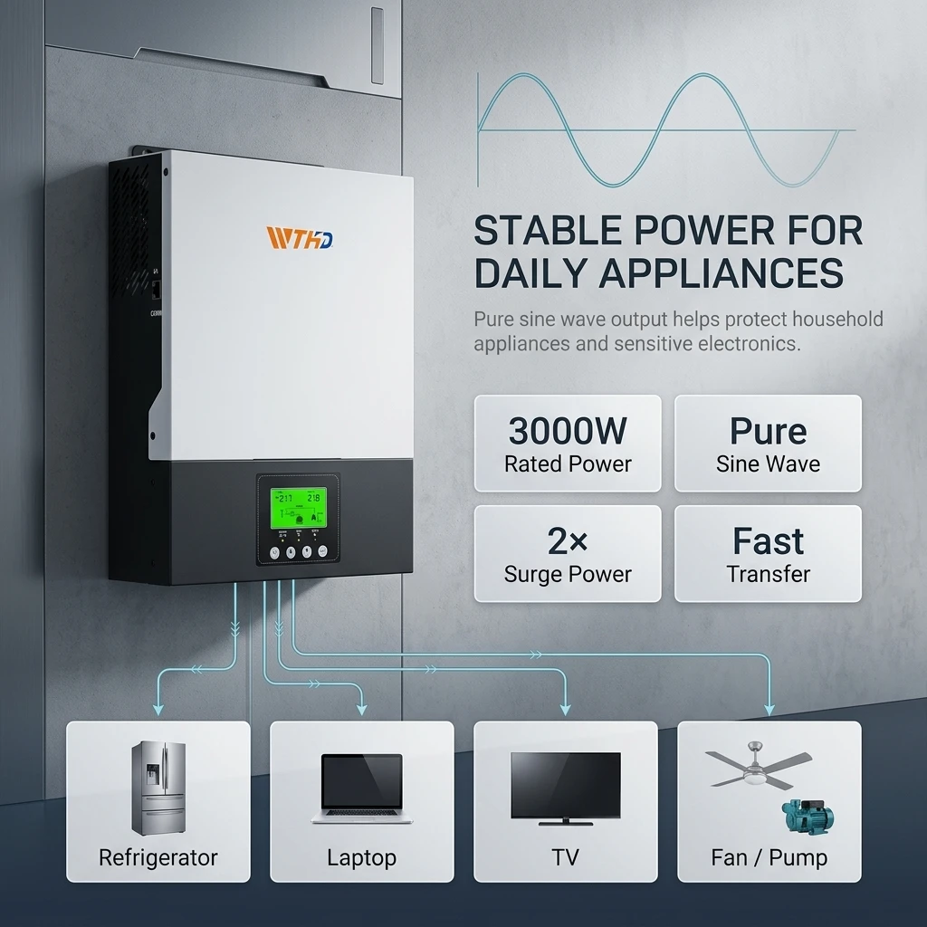 product 3kw 24v pure sine wave mppt off grid hybrid solar inverter 3000va 3000w 80a charger 90 430vdc pv range for residential power-15