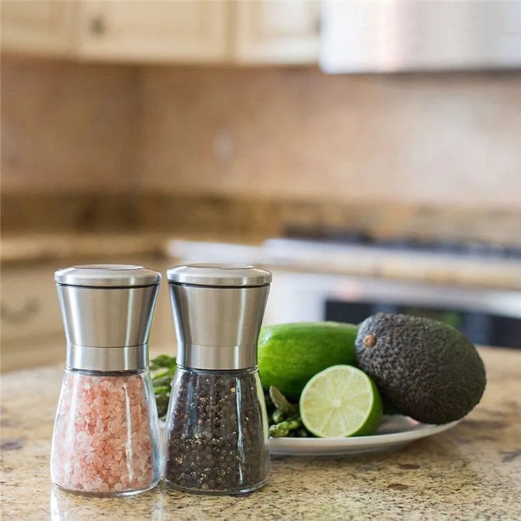 H98 180ML Kitchen Spice Mill with Stainless Steel Lid Manual Seasoning Salt Pepper Glass Mills Ceramic Grinder