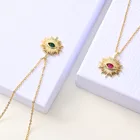 Gold Blue Wholesale Gold Plated Evil Eye Necklace Ruby Emerald Turkish Blue Eye Necklace For Women Jewelry