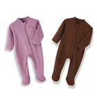 Baby Girls Wholesale OEM/ODM Plain Childern Baby Girls Baby Romper Long Sleeves Footie Jumpsuit Overall Pajamas