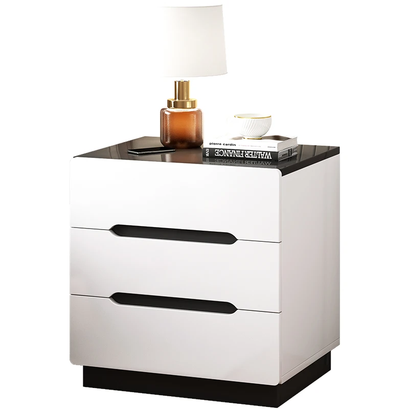 Modern Wood Furniture White Black Drawer Bedside Table Nightstand Bedside Cabinet