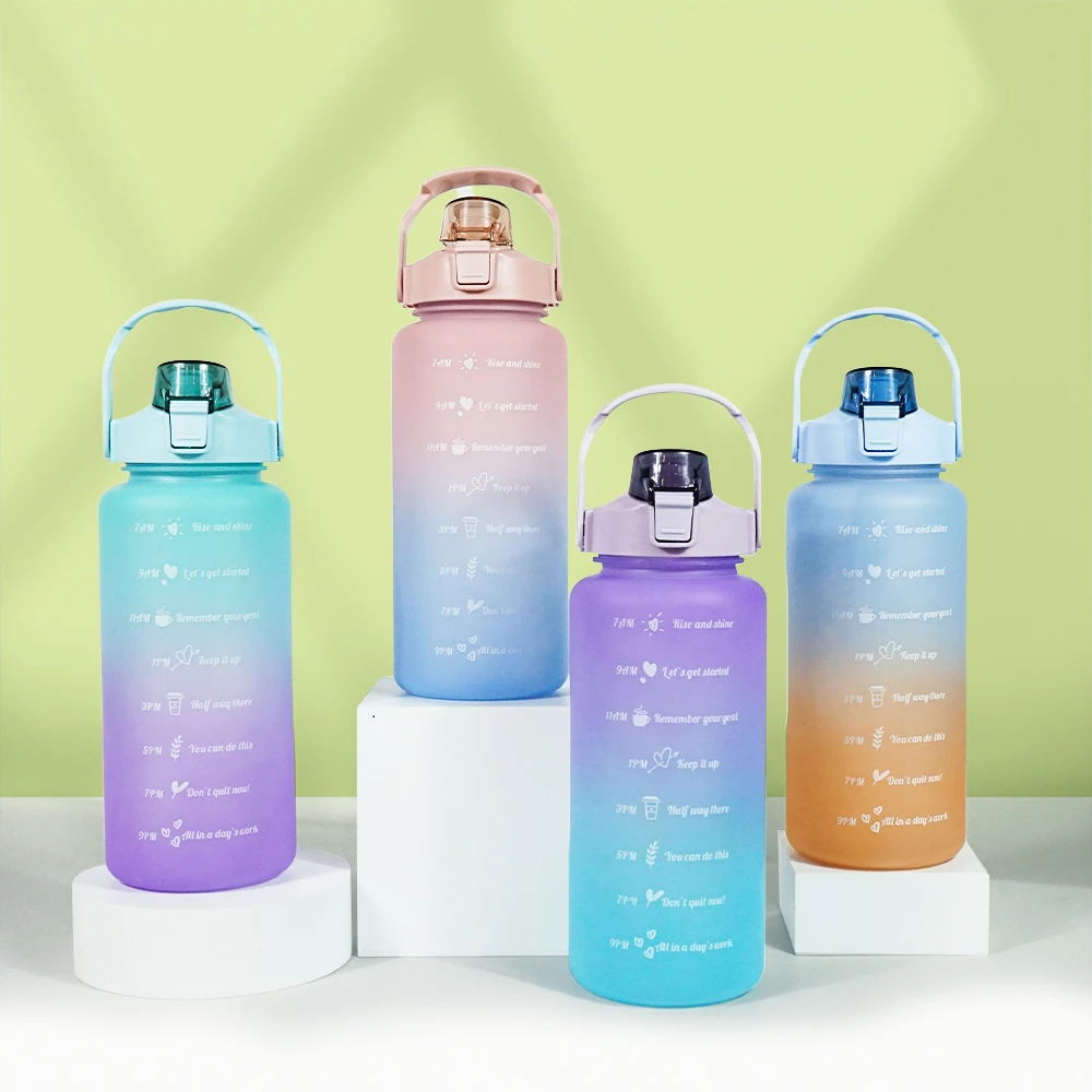 Hot Selling Frosted Gradient Color Water Bottle Cheap Plastic Kids Water Bottles for School