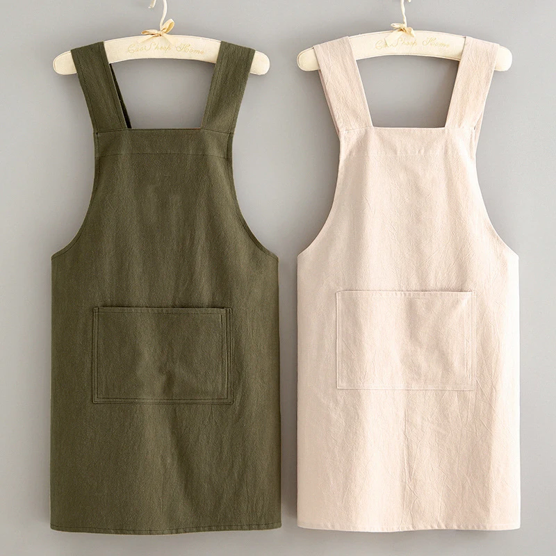 Solid Color Men Women Custom Logo Oilproof Waterproof Apron Sleeveless Aprons Kitchen Cooking Restaurant Bib Apron with Pocket details