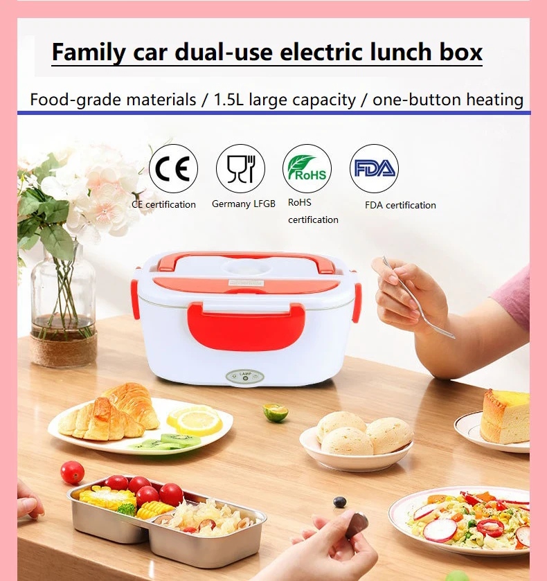 1.5L Electric Lunch Box Multifunctional Rice Cooker Double Stainless Steel  Liner Insulation Portable Steam Heat Lunch Box 220V