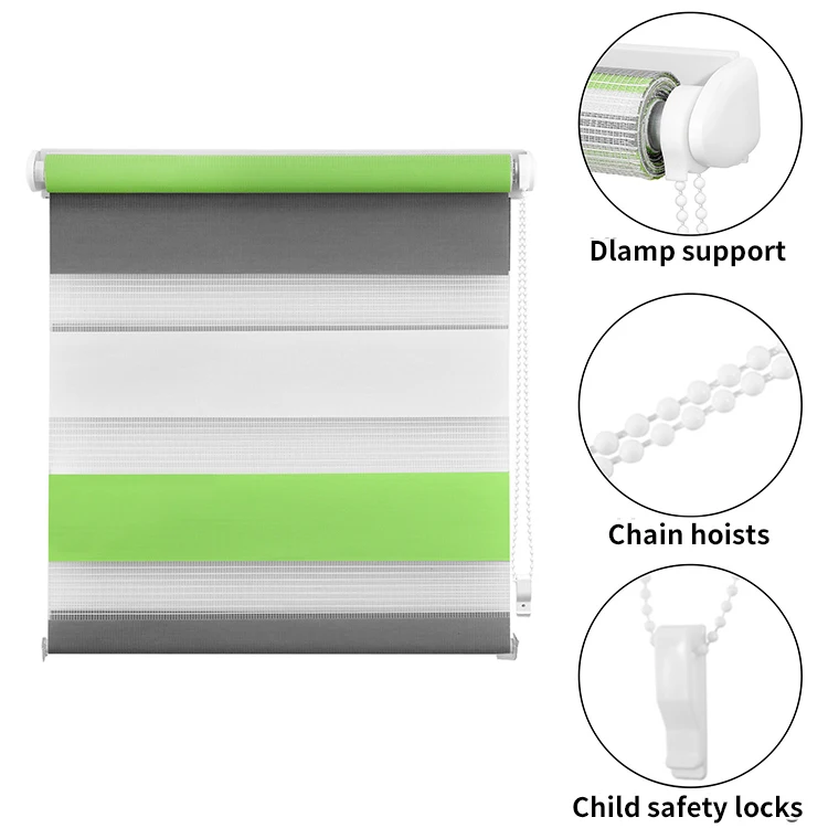 Hot Selling Fabric Manual Roller Blinds Shade System Zebra Curtain Roller Blinds