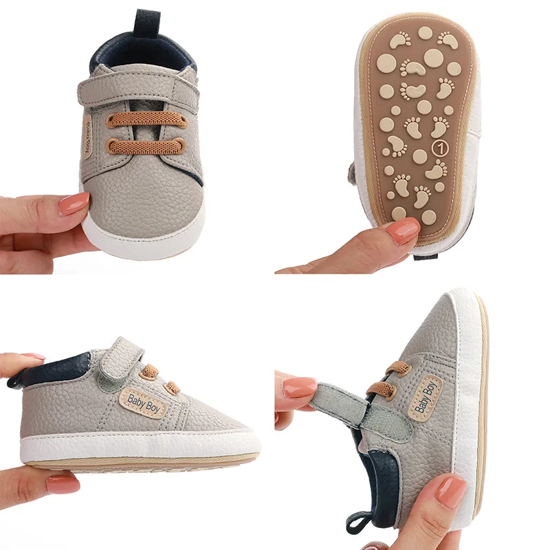 202 Hot Selling High Quality Soft TPR Anti-slip Outsole Babies Toddler Boy Shoes Prewalker Shoes for Boys supplier