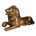 Hand Brass Statue High Quality Antique Hand Carved Life Size Casting Brass Lion Statues With Ball
