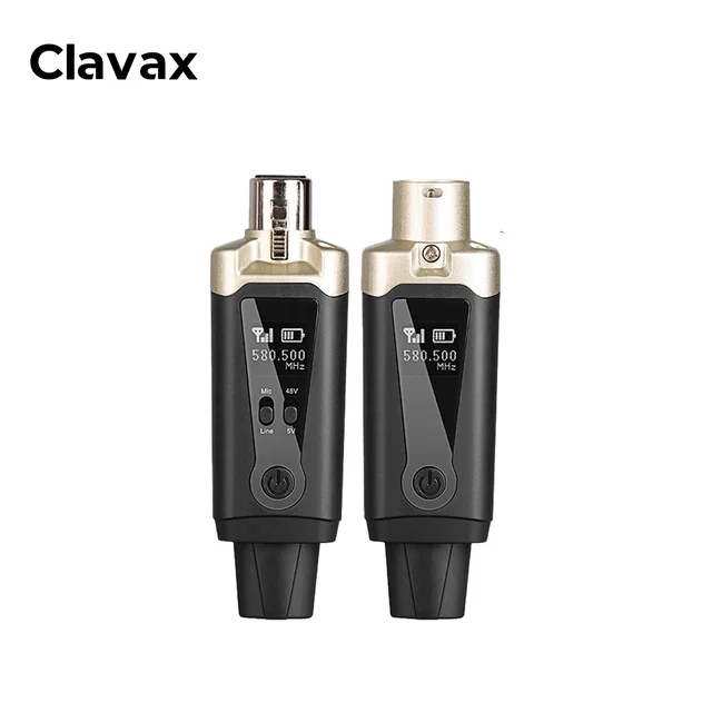 Clavax CLWA-MA15 Wireless XLR Transmitting and Receiving System for Guitar Wireless Microphone PA System Cable with 5V and 48V