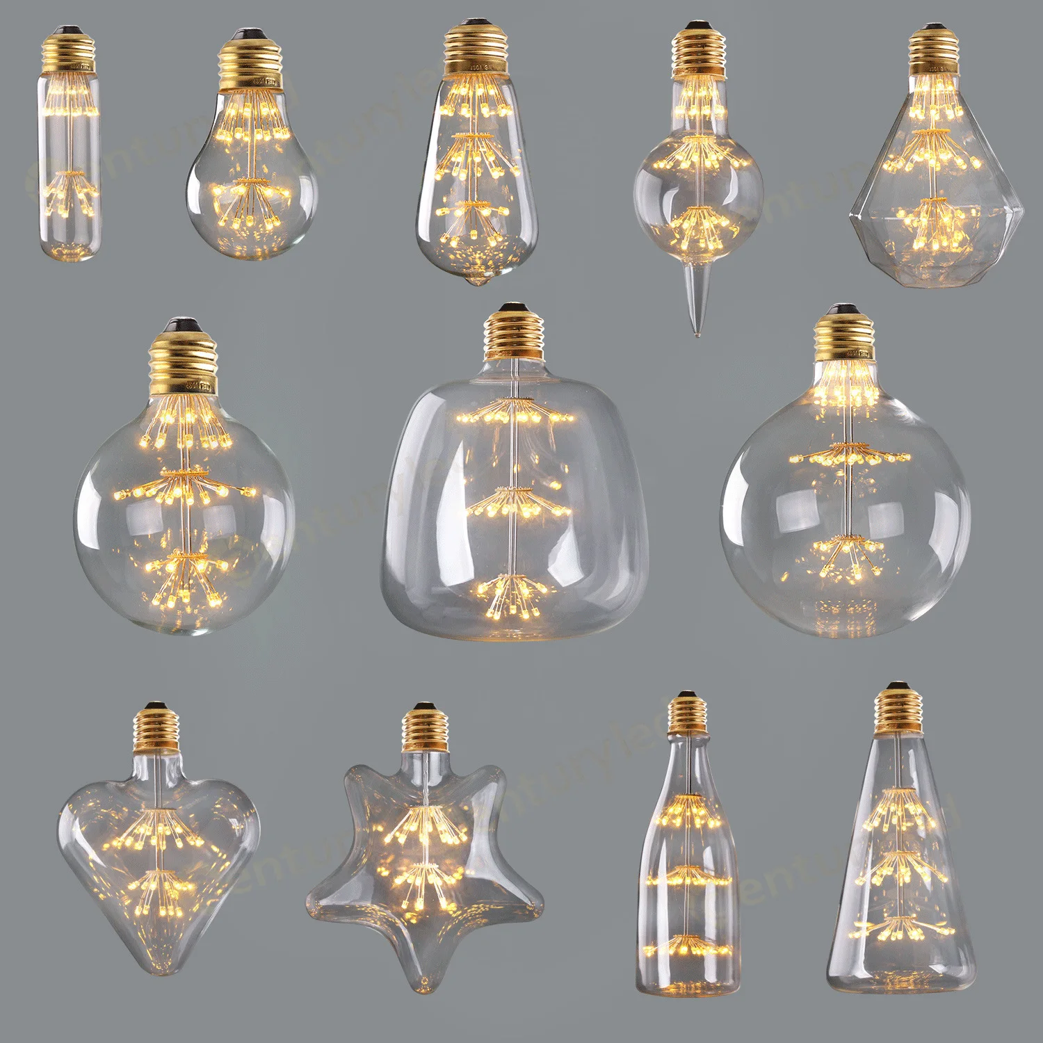 LED Edison Filament Light  Bulb Brown Golden G80 G95 G125 4W 6W 8W Warm White Dimmable E27 AC 220V Dimmer Restaurant Bedroom