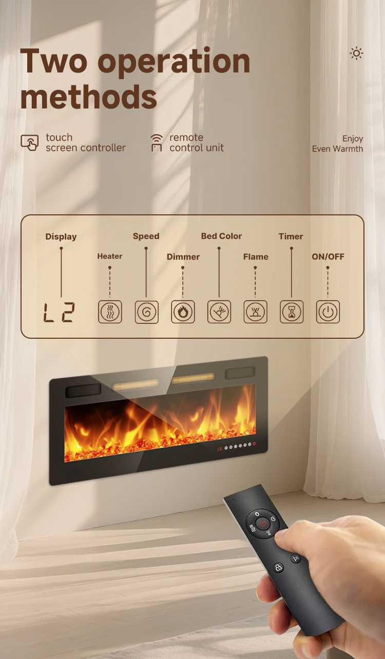 Electric Fireplace, 50", 60", 72", Wall - detail 12