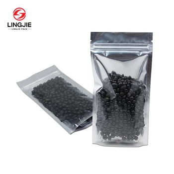 LingJie Custom Heat Seal Food Grade Silver Aluminum Foil Bag Three Sides Seal Self Sealing Mylar Bag