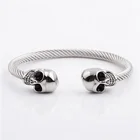 New Arrival Jewelry Wholesale High Quality 316L Stainless Steel Cable Wire Bangle With Skull
