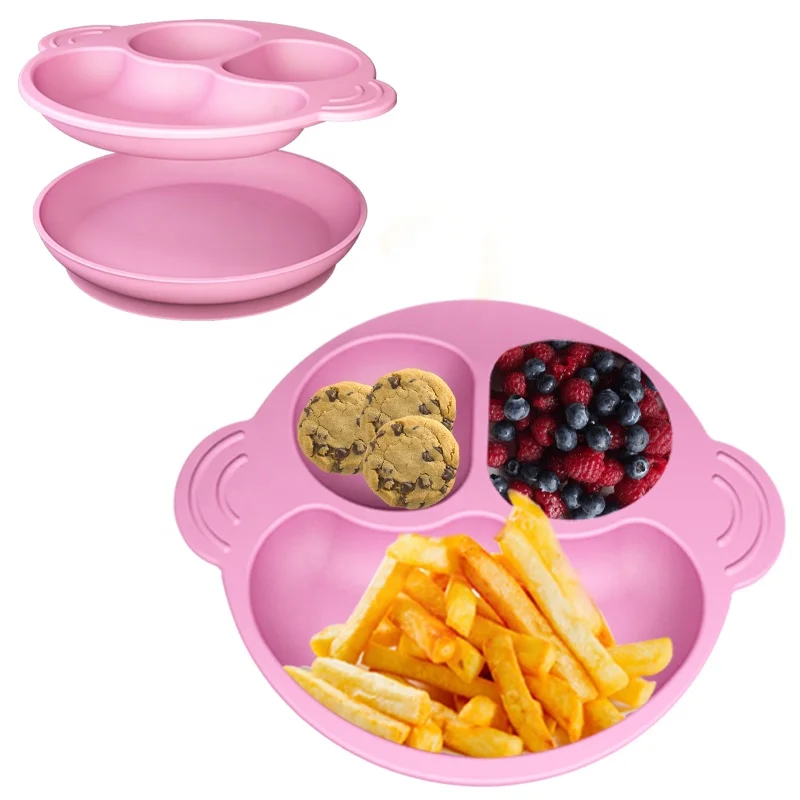 Silicone Baby Plate With Suction Feeding Placemat Set  Non-Slip Toddlers Food Feeding baby plate  for Children
