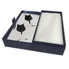 Box Packing Boxes And Gift Boxes Blue Alcoholic Beverage Packaging 2 Glasses 1 Bottle 2 Piece Hinged Gift Box