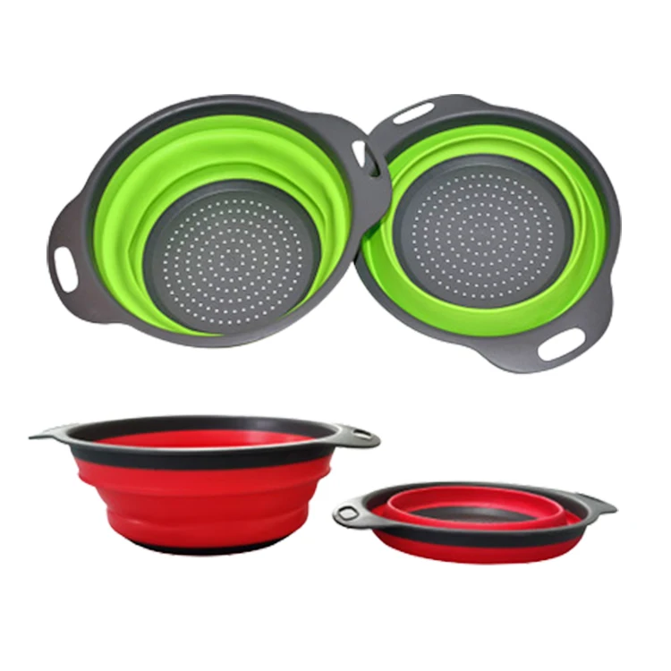 Collapsible And Food Grade Kitchen Strainer Collapsible Set Red Colander