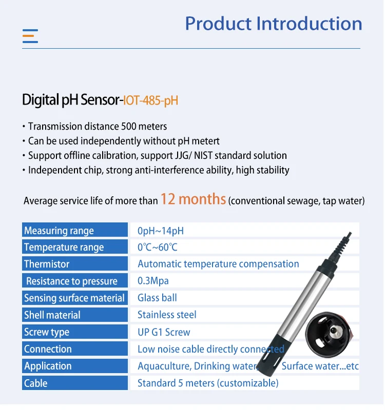 Iot 485 Ph Stainless Steel Shell High Quality Industrial Pure Water